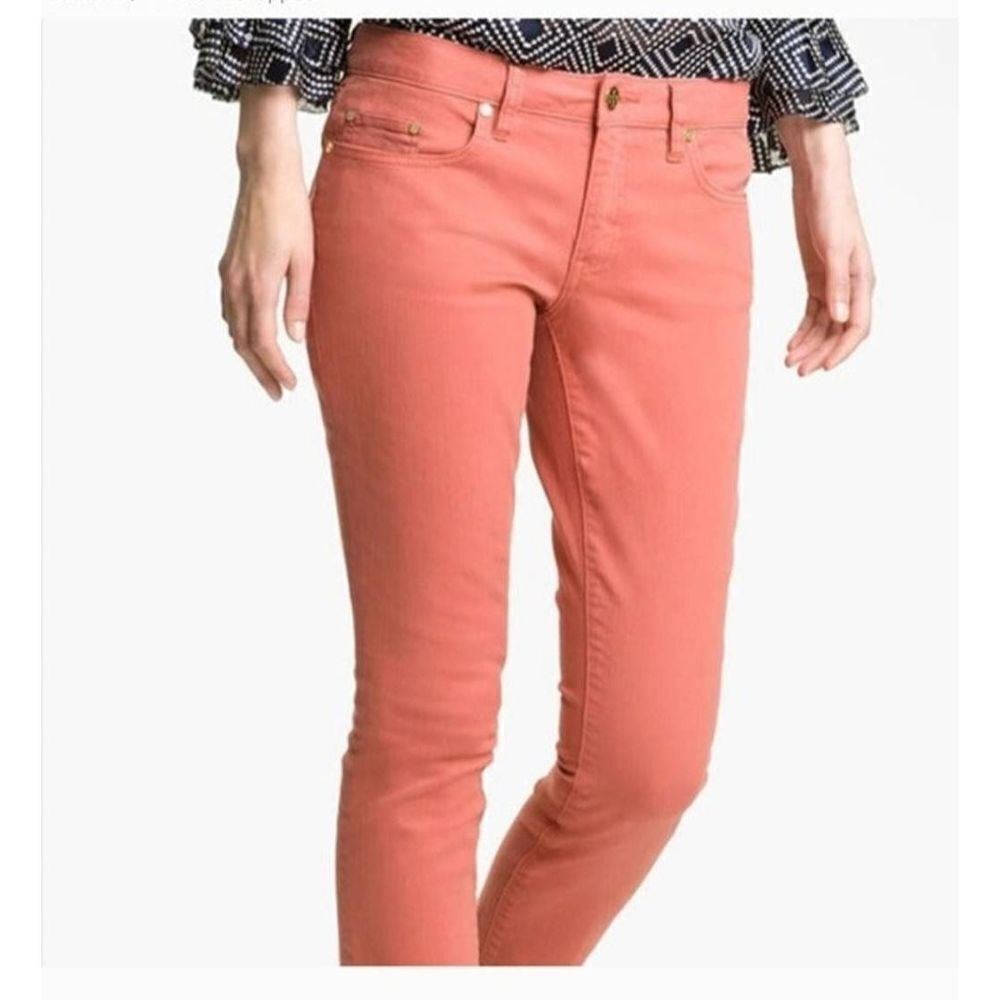 Tory Burch Alexa Cropped Skinny salmon color Jeans sz 25